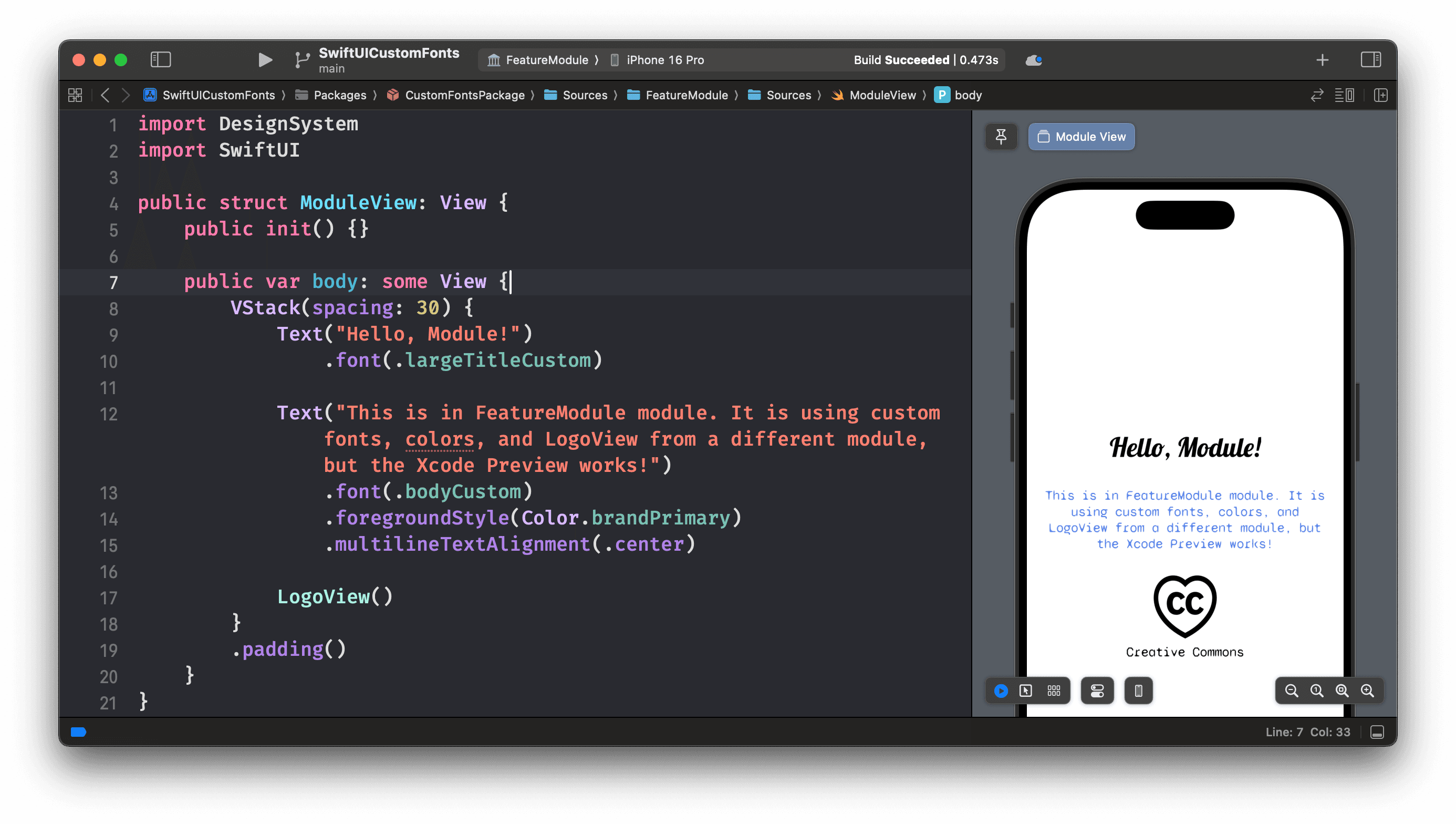 SwiftUI: How to use custom fonts, colors, and images in a Swift Package